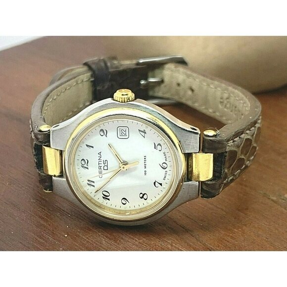 Certina Women\'s Watch 7060 DS White Dial Vintage Swiss Quartz 26mm Brown… main image 6
